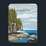 Bruce Peninsula National Park Canada Travel Art Magnet<br><div class="desc">Bruce Peninsula National Park vector design. The park is one of the largest protected areas in southern Ontario,  forming the core of UNESCO's Niagara Escarpment World Biosphere Reserve.</div>
