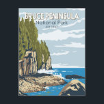 Bruce Peninsula National Park Canada Travel Art Postcard<br><div class="desc">Bruce Peninsula National Park vector design. The park is one of the largest protected areas in southern Ontario,  forming the core of UNESCO's Niagara Escarpment World Biosphere Reserve.</div>