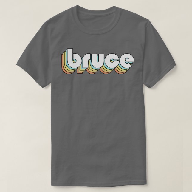 Bruce Retro Rainbow Typography Faded Style T-Shirt (Design Front)