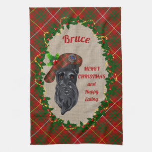 Bruce Scottie Chien de Noël Serviette de cuisine