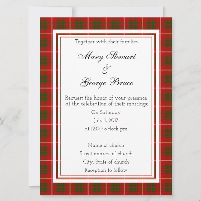 Bruce Scottish Wedding Invitation (Front)