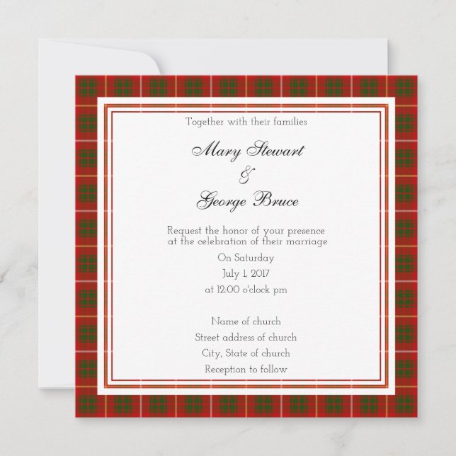 Bruce Scottish Wedding Square Invitation (Front)