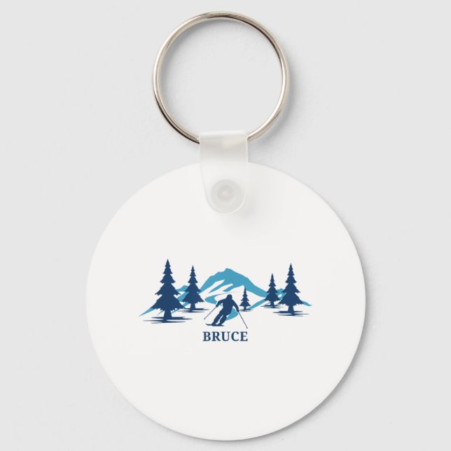 Bruce Ski Resort Skiing Skier _1  Keychain (Front)