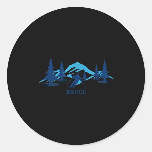 Bruce ski resort skiing skier  classic round sticker (Front)