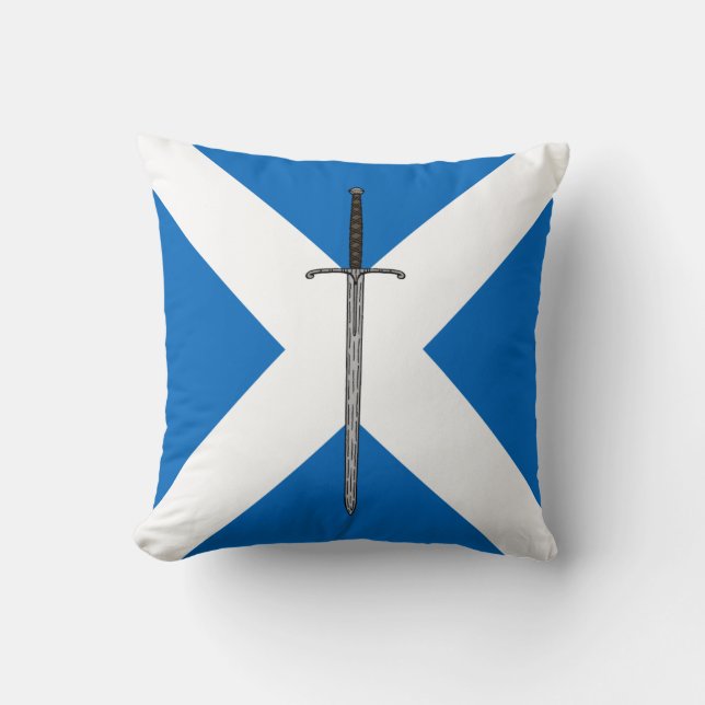 Bruce Sword on Saltire Throw Pillow (Front)