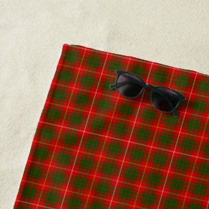 Bruce tartan red green plaid beach towel