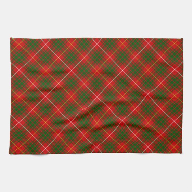 Bruce tartan red green plaid kitchen towel (Horizontal)