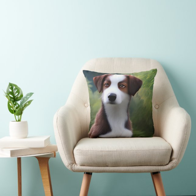 Bruce The Border Collie Puppy, Cushion (Chair)