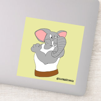 Bruce the Elephant Cartoon Strongman Sticker