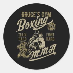 Bruces Gym Boxing MMA Retro Design for The Name Classic Round Sticker