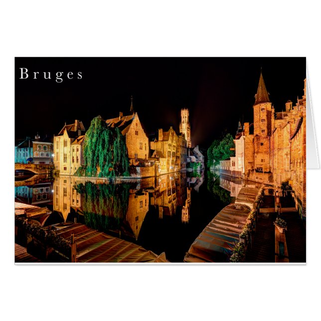 Bruges at night card (Devant horizontal)