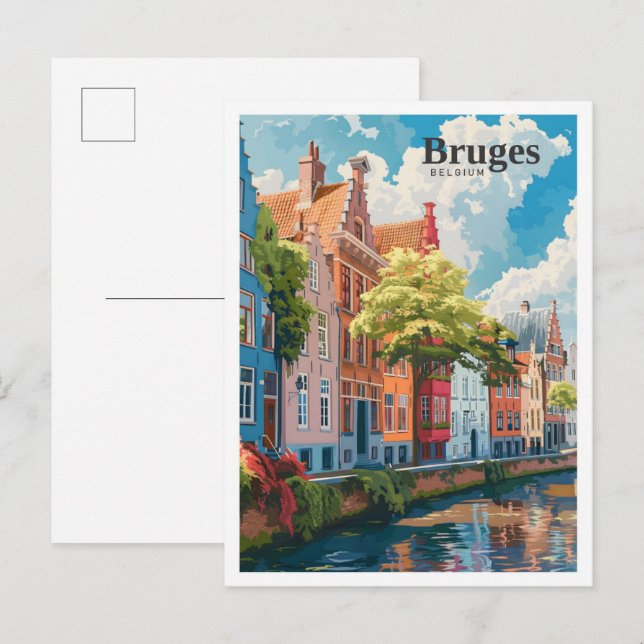 Bruges Belgium Art Vintage Travel  Postcard (Front/Back)