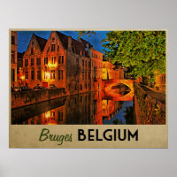 Bruges Belgium At Night