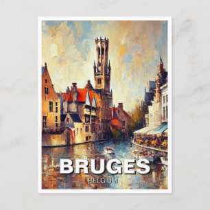 Bruges Belgium Travel Souvenir Painting Postcard