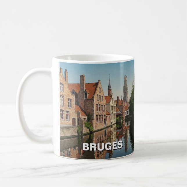 Bruges Belgium Travel Souvenir Vintage Coffee Mug (Left)