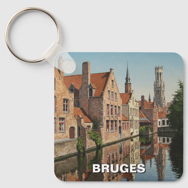 Bruges Belgium Travel Souvenir Vintage Keychain (Front)