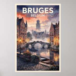 Bruges Belgium Vintage Travel Poster