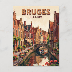 Bruges historic canal district Belgium Postcard