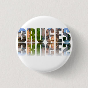 Bruges text photo composition 1 inch round button