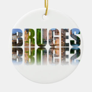 Bruges text photo composition ceramic ornament