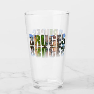 Bruges text photo composition glass