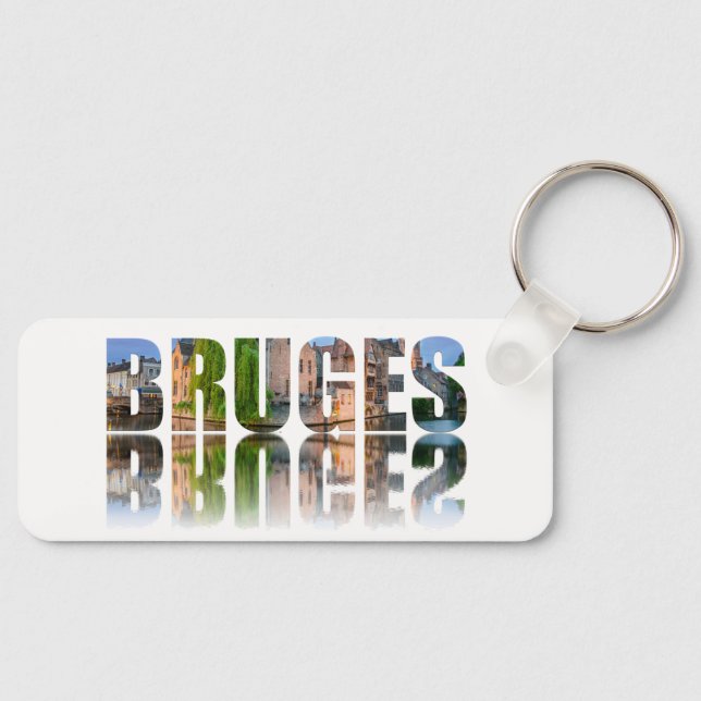 Bruges text photo composition keychain (Front)