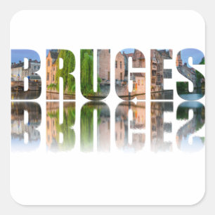 Bruges text photo composition square sticker