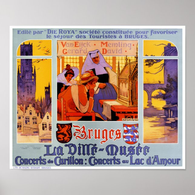 Bruges Vintage Travel Poster Restored (Front)