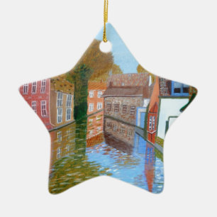 Brugge canal ceramic ornament