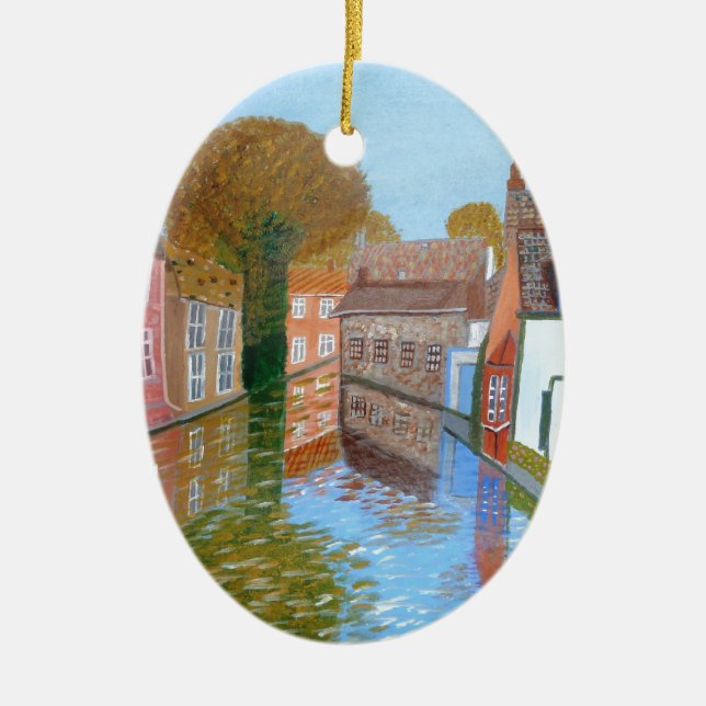 Brugge canal ceramic ornament (Front)