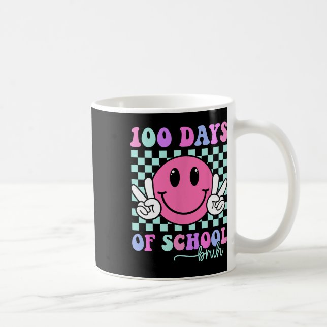 Bruh 100 Days Of School Teacher Boys Girls 100th D Coffee Mug (Right)
