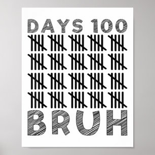 Bruh 100th Day Of School 100 Days Of School Kids Poster