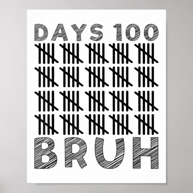 Bruh 100th Day Of School 100 Days Of School Kids Poster (Front)