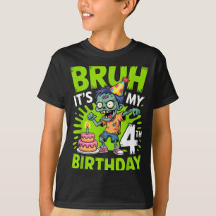 Bruh 4th Birthday Zombie Kids Party Halloween Fun T-Shirt