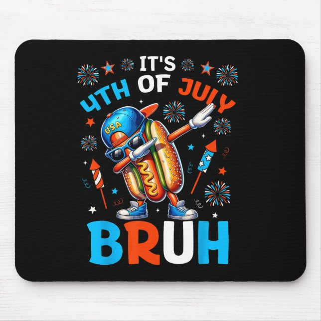 Bruh 4th Of July Boys Kids Hotdog Funny Fourth Of  Mouse Pad (Front)