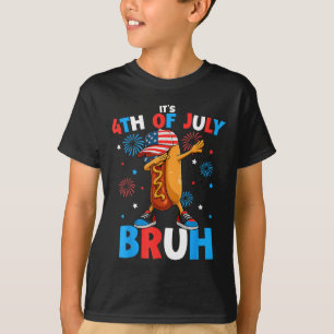 Bruh 4th Of July Funny Hotdog Fourth Of July Boys T-Shirt