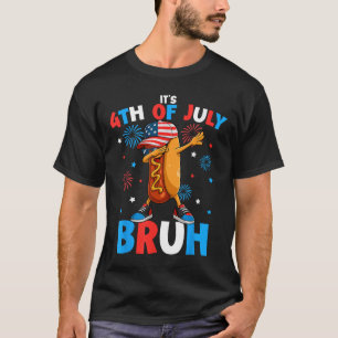 Bruh 4th Of July Funny Hotdog Fourth Of July Boys  T-Shirt