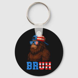 Bruh 4th Of July Teens Boys Kids Patriotic Bigfoot Keychain