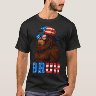 Bruh 4th Of July Teens Boys Kids Patriotic Bigfoot T-Shirt