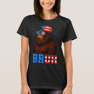 Bruh 4th Of July Teens Boys Kids Patriotic Bigfoot T-Shirt