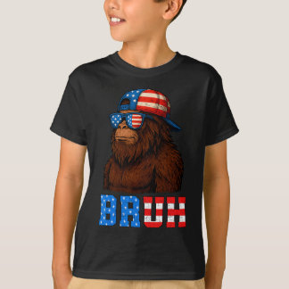Bruh 4th Of July Teens Boys Kids Patriotic Bigfoot T-Shirt