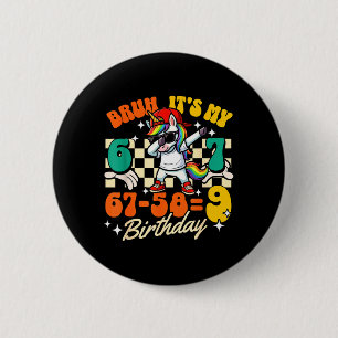 Bruh 67-589 9th Birthday Dabbing Unicorn Cool Kids 2 Inch Round Button