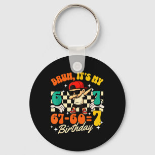 Bruh 67-607 7th Birthday Cool Boy Dabbing Party Keychain