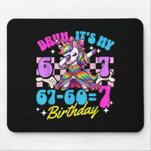 Bruh 67-607 7th Birthday Unicorn Dabbing Girl Kid Mouse Pad
