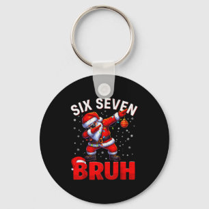 Bruh 67 Dabbing Santa Funny Meme Six Seven Christm Keychain