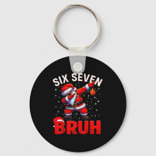 Bruh 67 Dabbing Santa Funny Meme Six Seven Christm Keychain