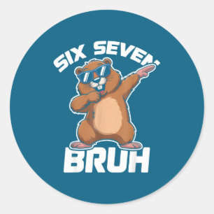 Bruh 67 Funny Groundhog 6-7 Meme Pyjamas Boys Girl Classic Round Sticker