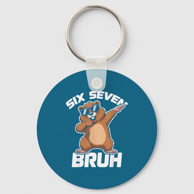 Bruh 67 Funny Groundhog 6-7 Meme Pyjamas Boys Girl Keychain (Front)