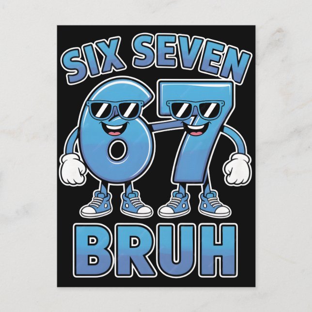 Bruh 67 Meme Funny Retro Script Slang Apparel Postcard (Front)