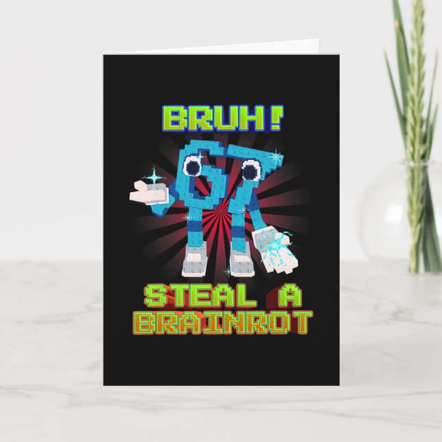 Bruh 67 Six Seven 6-7 Funny Brainrot Meme For Kids Card (Front)